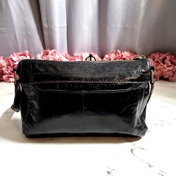 HOBO The Original Shiny Black Leather Crossbody/Shoulder Bag